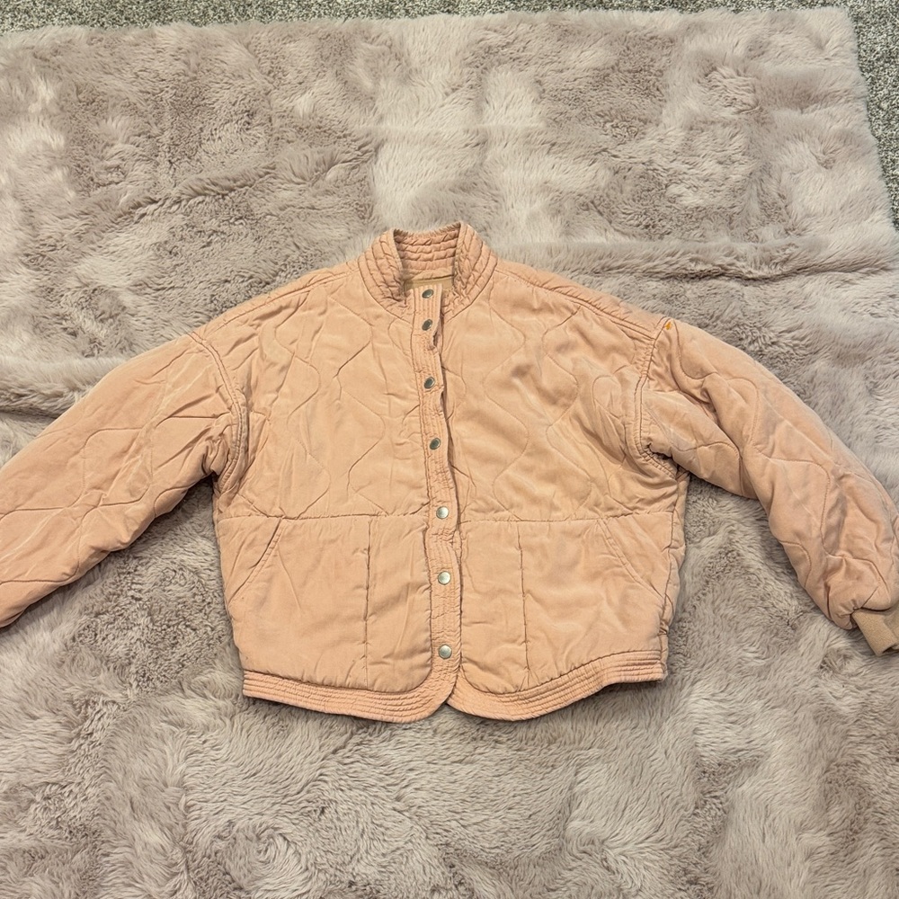 Peachy pink quilted bomber